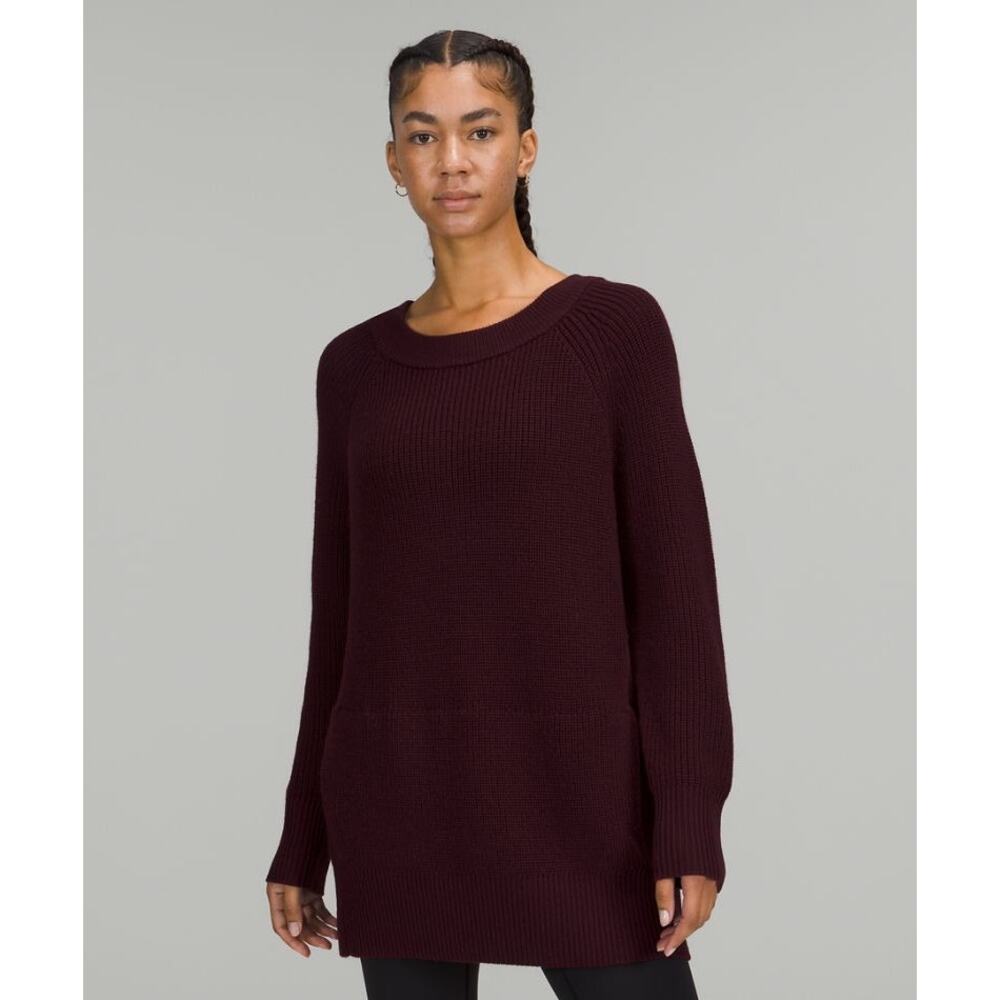Lululemon Burgundy 100% Merino Wool Pullover Knit Sweater Size 6 Small